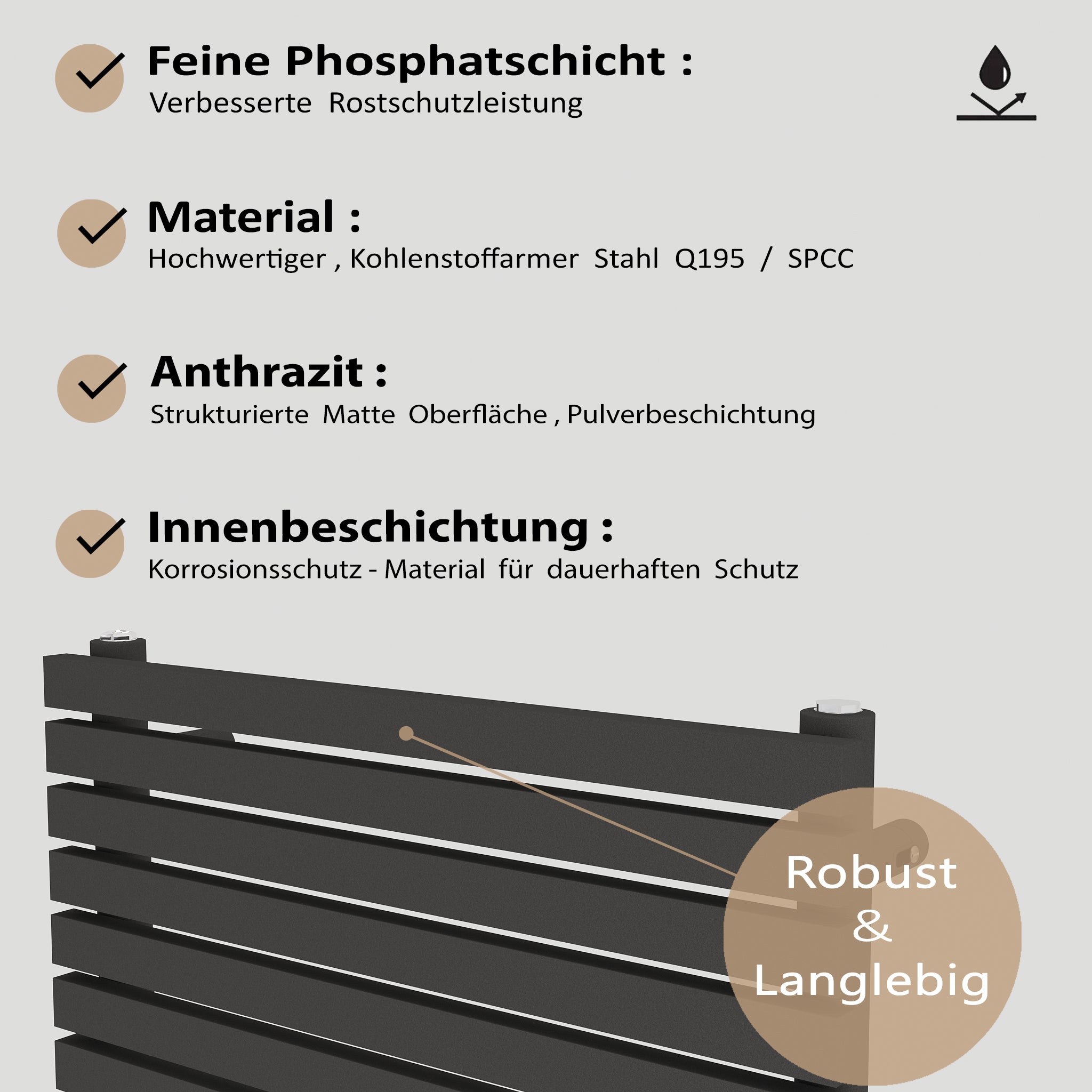 Handtuchheizkörper Pyros  Mittel- Seitenanschluss