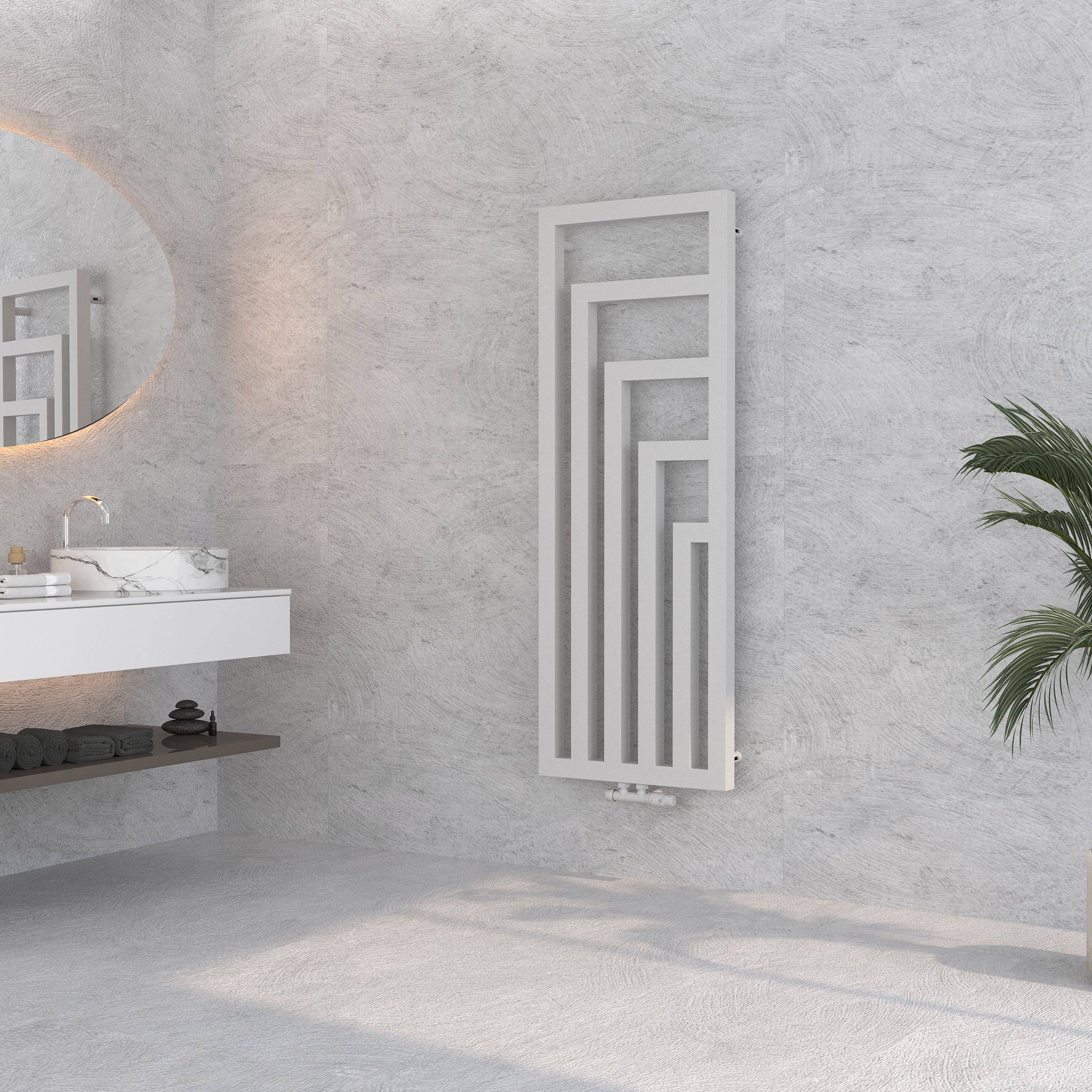 Apollo Design Badheizkörper Weiß, im Badezimmer an der Wand montiert