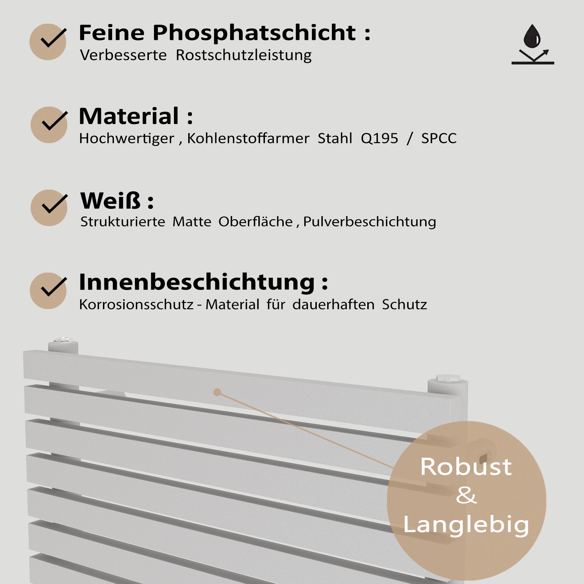 Handtuchheizkörper Pyros  Mittel- Seitenanschluss