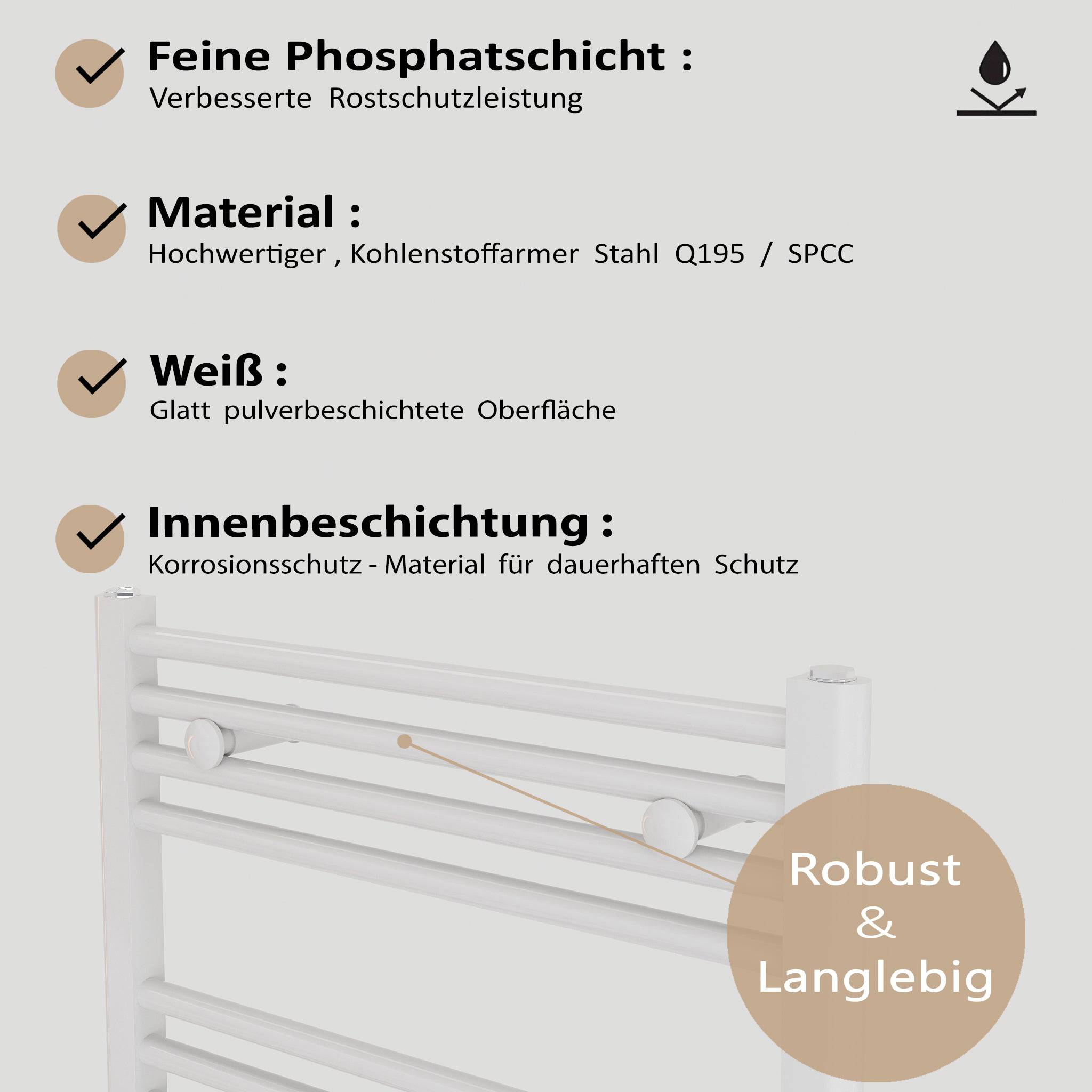 Elektroheizkörper Handtuchheizkörper Hera Seitenanschluss in weiß